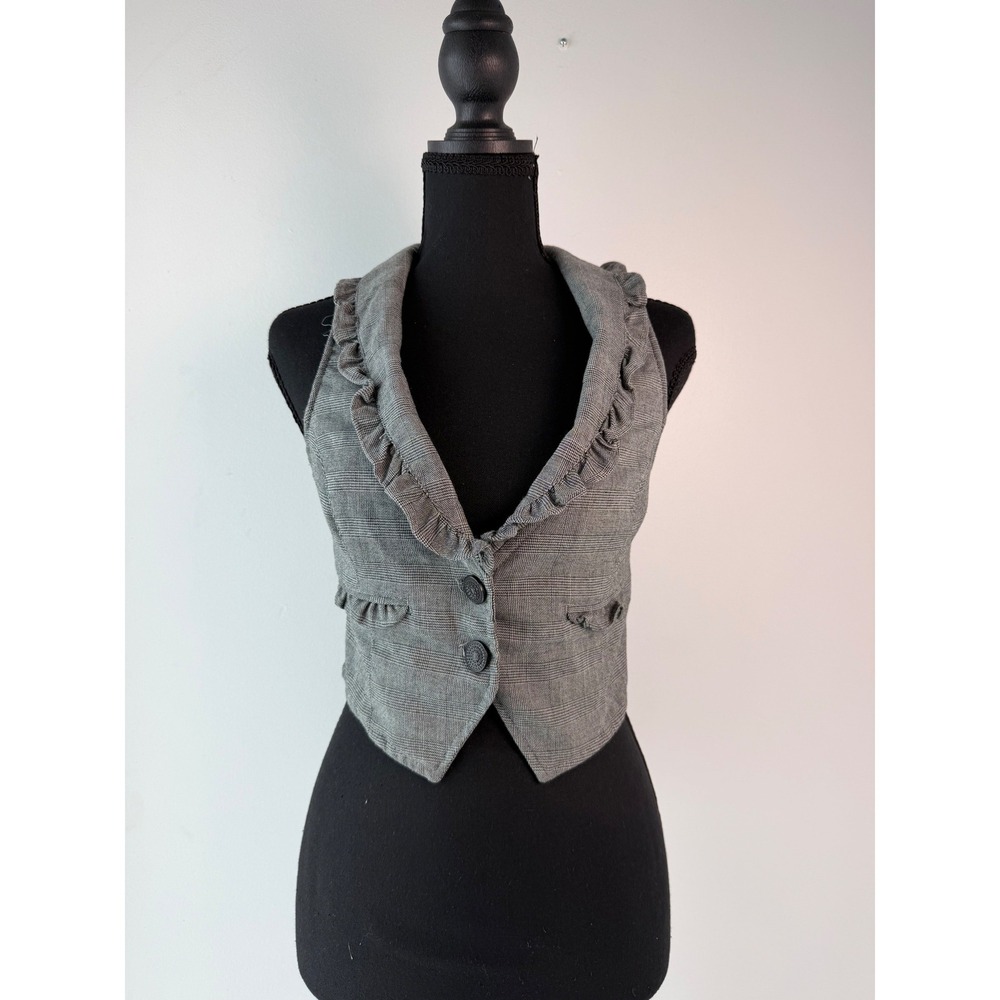 Y2K 2000 Vest Coquette Plaid Cropped Dolled Up by Fang Office Siren Whimsigoth S